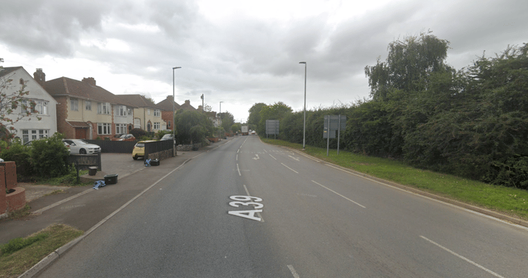 The A39 Quantock Road as seen from Bridgwater