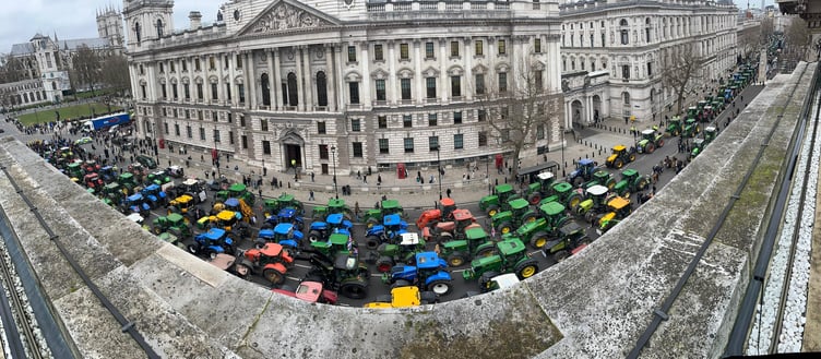 Farmers blockade Whitehall during a December protest against the Government's inheritance tax proposals.