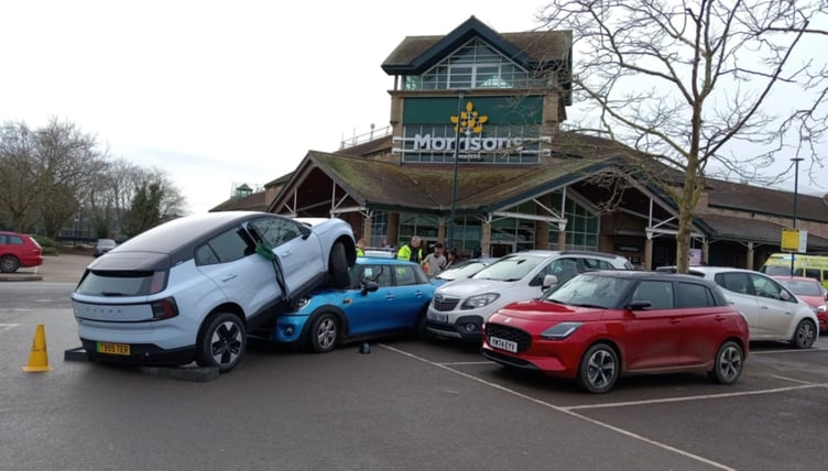 A different angle of the collision