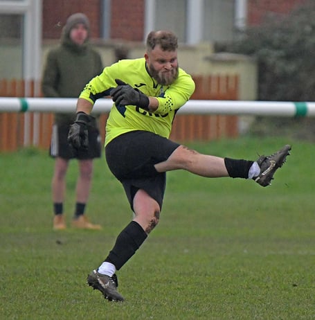 Stand-in keeper Jay Darrell - managed to keep a clean sheet until just before half-time.