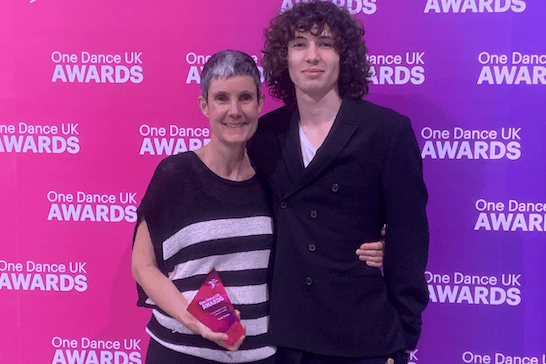 Porlock-based Stacked Wonky's Sarah Shorten receives her One Dance UK award. PHOTO: Point of View Photography.