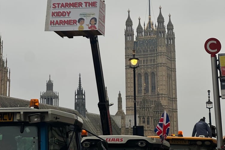 Local farmers took part in a protest in London on Monday against inheritance tax relief cuts.