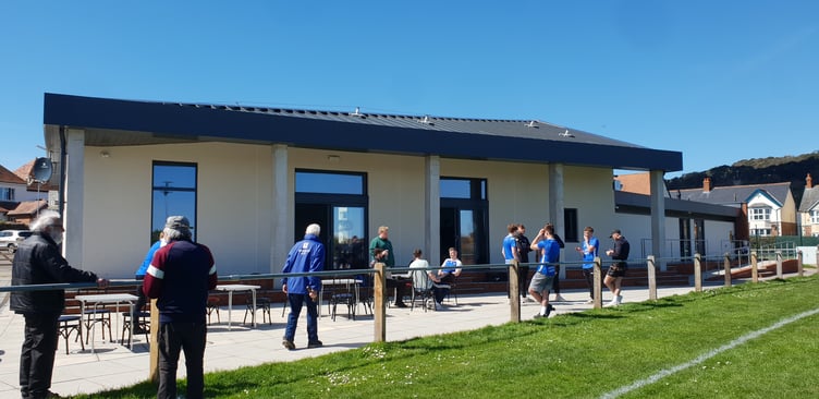 Minehead Community Centre in use by the town's football club on a match day.