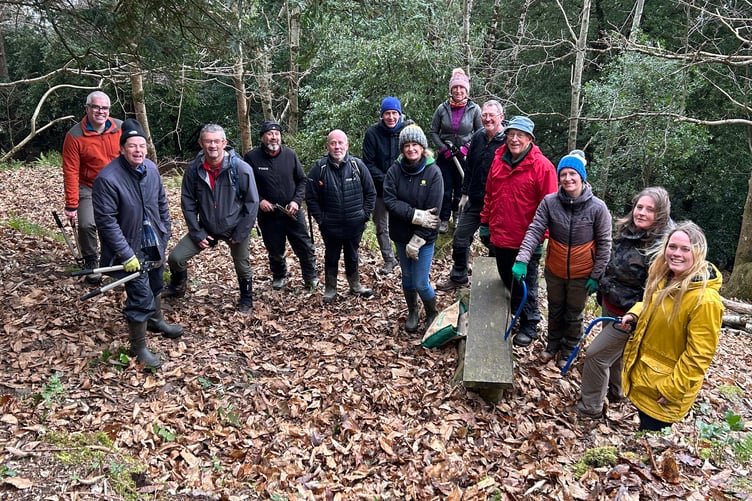 Some of the volunteers who have started clearance work in historic woods near Porlock.