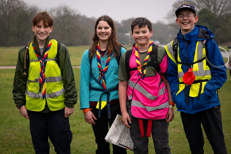 Some of the Gurt Wyrm Explorer Scouts from Wiveliscombe who completed the 'Southern 50 Challenge' hikes.