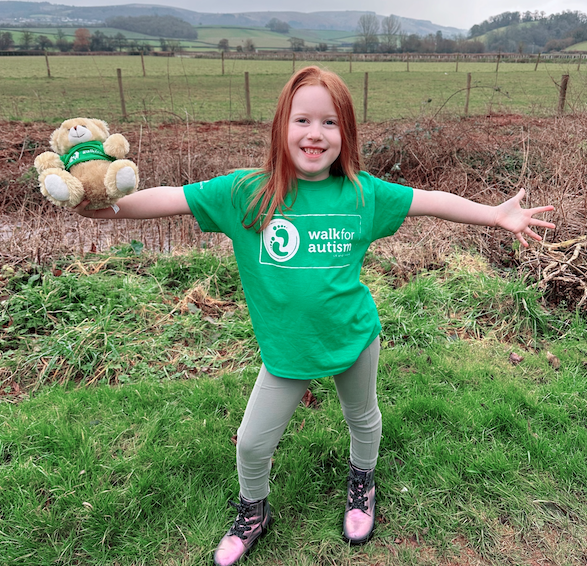 Seven-year-old Ivy Thomas, who is walking to fund-raise for an autism charity.