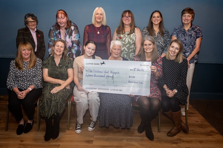 The Marion Evered Trust gave a cheque for £15,000 in 2024 to the children's unit in Musgrove Park Hospital, Taunton.