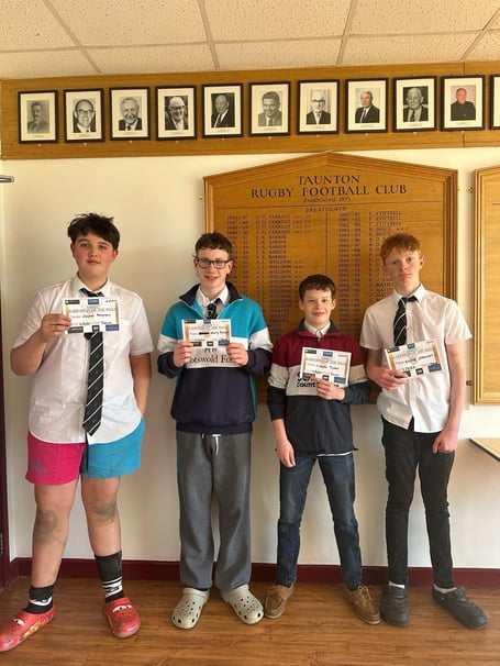 Minehead Barbarians Under 13s - Jasper Mayhew, Harry Tucker, Charlie Tucker, Wilfy Staley