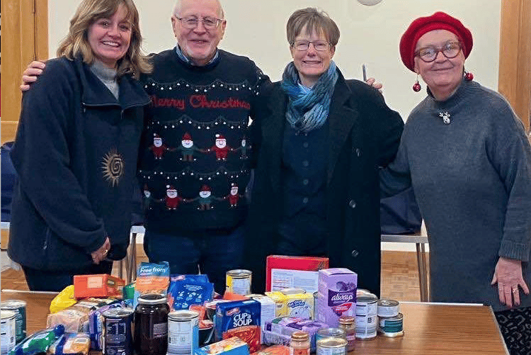 Food donations being received by the West Somerset Food Cupboard.