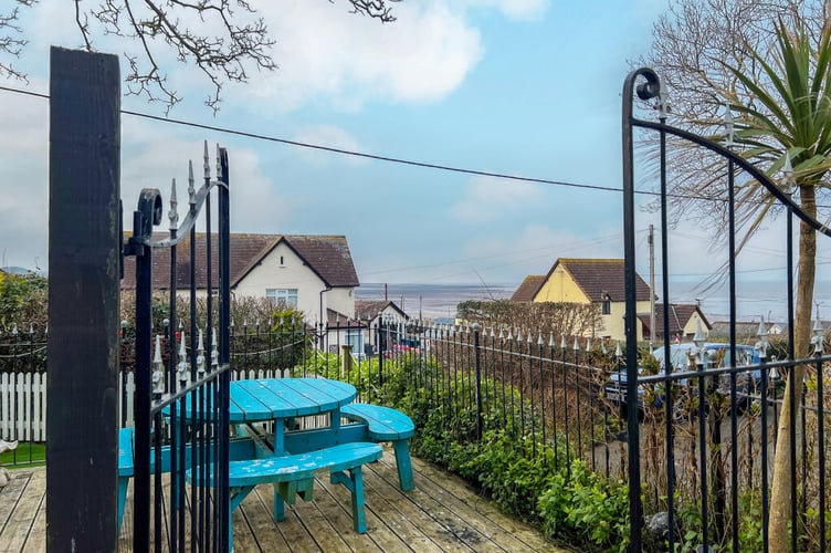 View of the sea from decked seating area