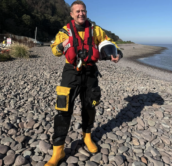 Rob Hickley is swapping his Minehead Lifeboat gear for a rucksack and walking boots to trek the South West Coast Path to fund-raise for the RNLI. PHOTO: RNLI/Sam Donati.