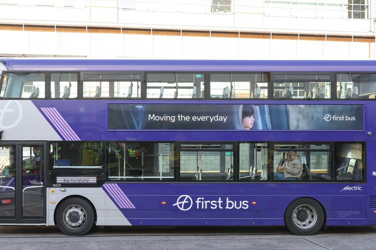 Electric buses are to start running on West Somerset routes from this summer. PHOTO: First Bus.