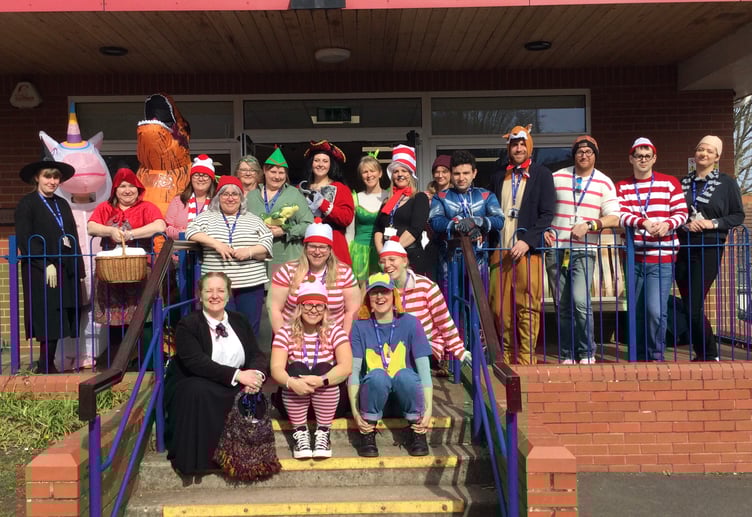 A bunch of Wallies was seen teaching at Minehead Middle School during World Book Day.