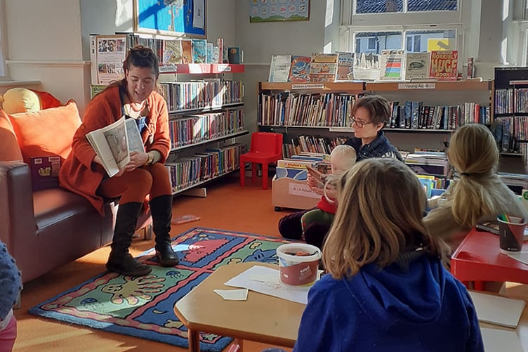 Story time in the Thomas Poole Library, in Nether Stowey.