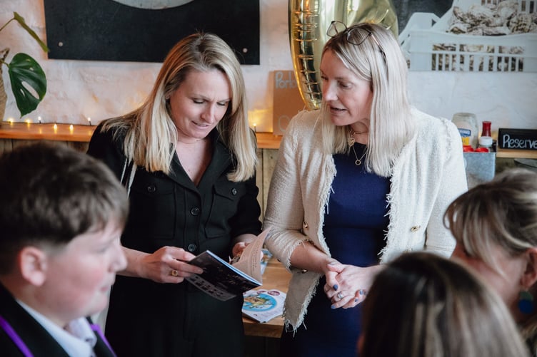 Somerset Life editor Rachel Mead (left) with Visit Exmoor chief executive Emma Thomasson at the launch of the 2025 Eat Exmoor guide. PHOTO: Daffodil PR.