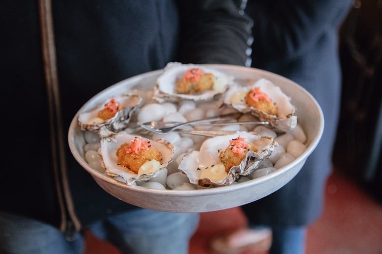 Guests at the launch of this year's Eat Exmoor guide were shown how to carry out Oyster shuckling. PHOTO: Daffodil PR.