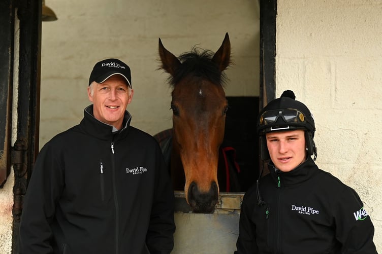 David Pipe (left) with stable jockey Jack Tudor