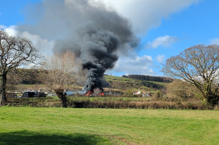 Smoke from a fire in Withycombe on Sunday could be seen for miles around. PHOTO: Andrea Paladino/George Ody.