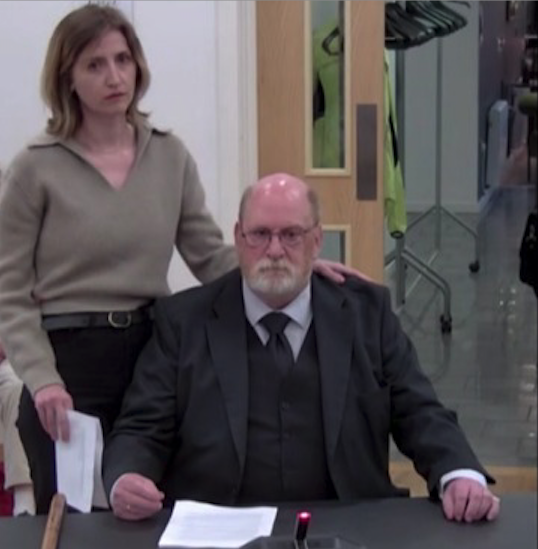 Health and safety consultant Jon Wilkins with daughter Ruth Orr attending a meeting to tell Somerset councillors of their role in his wife's suicide. PHOTO: Daniel Mumby.
