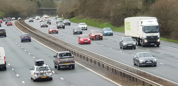 A stretch of the M5 motorway near Wellington.