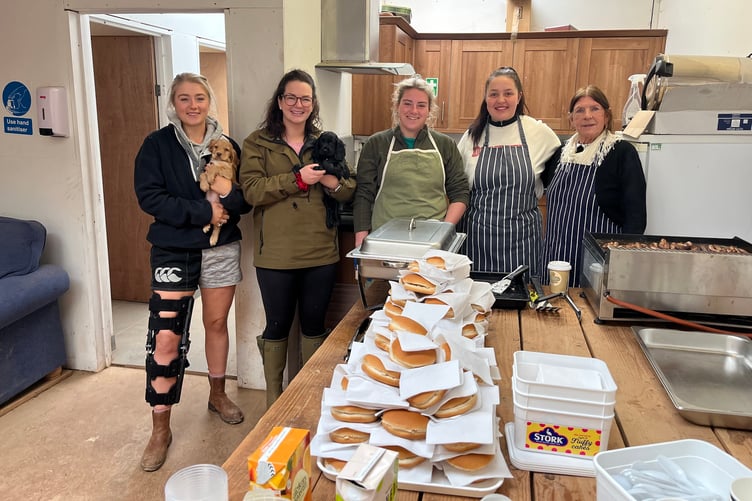 Helping with a charity West Somerset Hunt breakfast were (left to right) Ellie Malin, Abbie Lewis, Harriet Trollop-Bellew, Millie Bines, and Joyce Trunks.