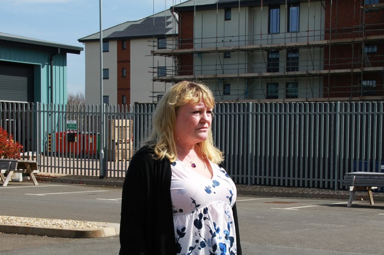 Louise Skriver says despite working in Minehead she has been refused social housing in Rainbow Way. PHOTO: George Ody.