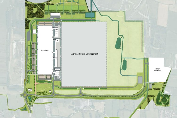 Revised plans for Building One, substation and orbital road within the Agratas gigafactory in Puriton (Image: Agratas)
