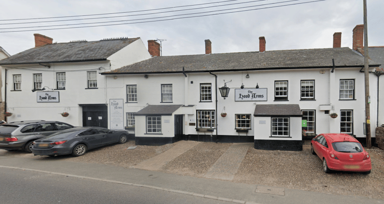 The Hood Arms, in Kilve, with its defibrillator in the green box to the right. PHOTO: Google Maps.