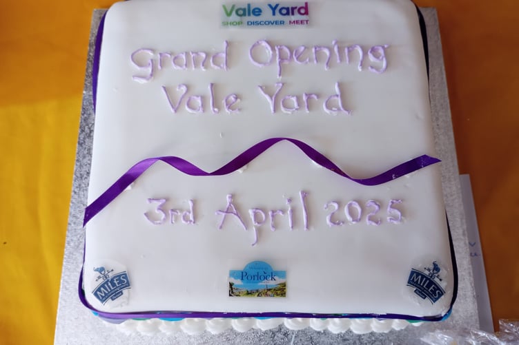 A celebratory cake for Porlock's Vale Yard official opening.