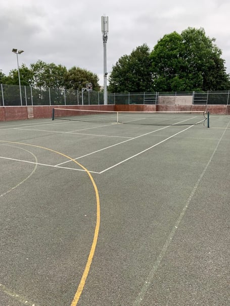 The multi-use games area (MUGA) at he Victory Hall, Stogursey, which needs refurbishing.