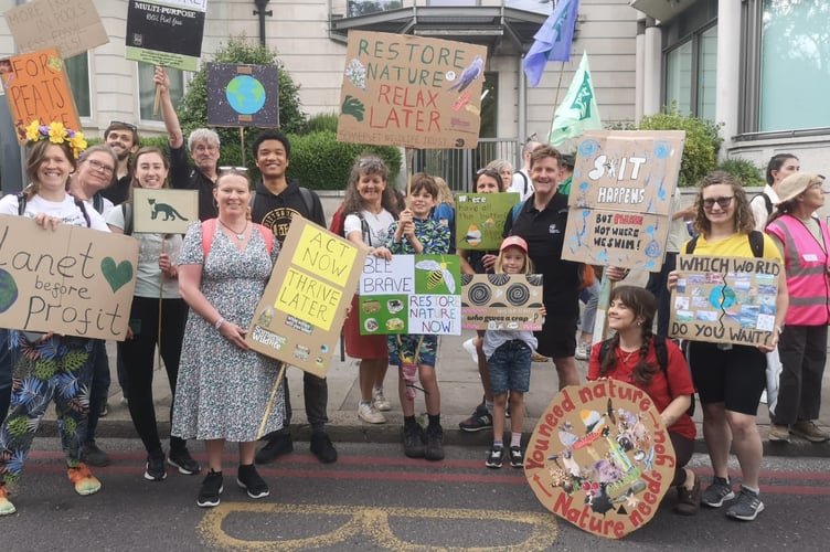 Members of the Youth Forum at the Restore Nature Now Protest in London