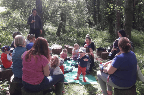 A Plantlife parent and toddler session in woodland on North Hill, Minehead.