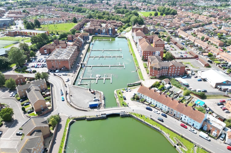 Aerial view of the Northgate docks in Bridgwater