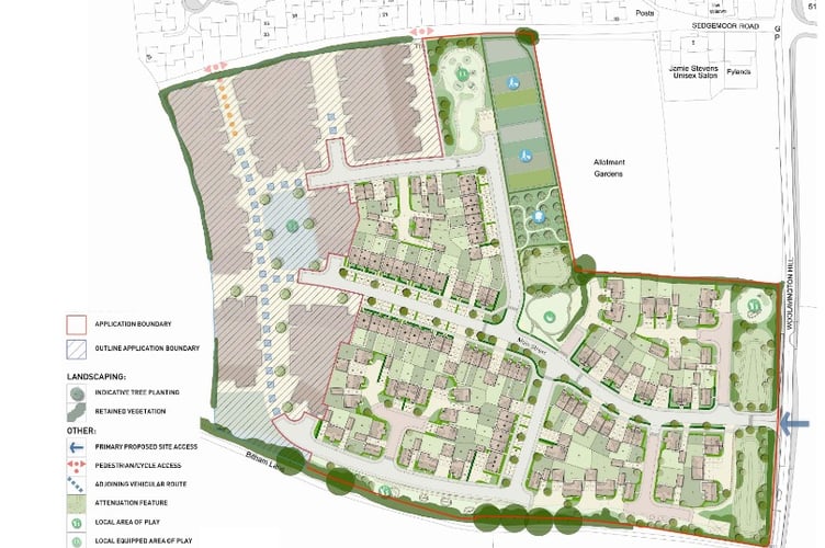 Plans for 175 homes on B3141 Woolavington Road in Woolavington (Graphic: Pegasus Design)