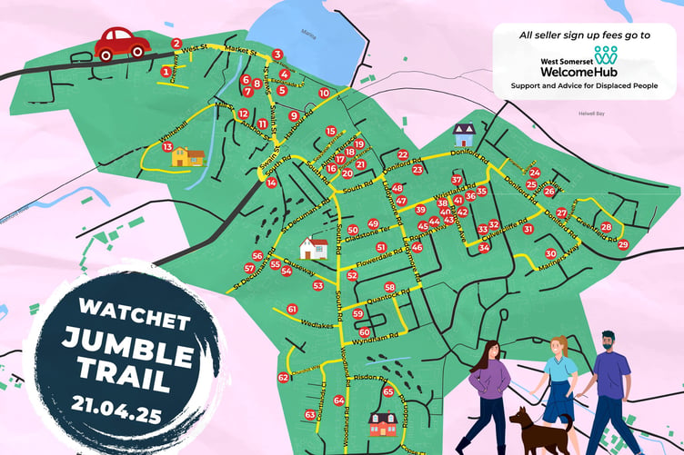 A map for the first Watchet Jumble Trail on Easter Monday.