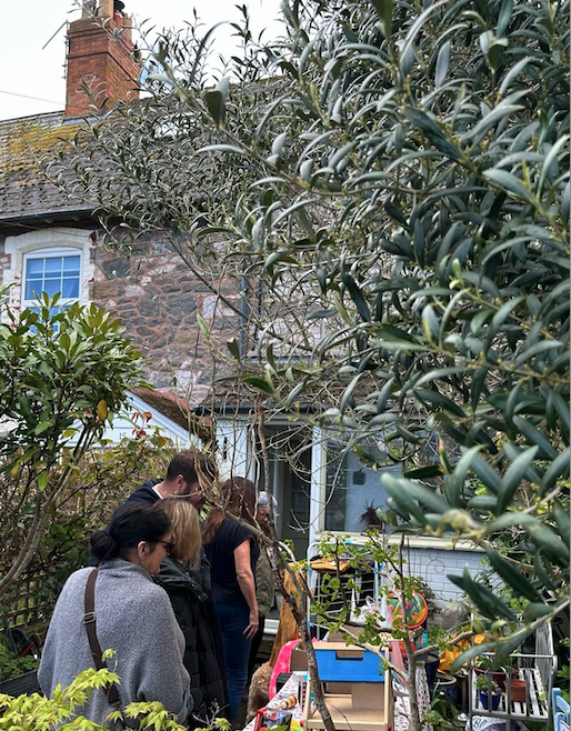 Visitors stop at a house on the Watchet Jumble Trail on Easter Monday. PHOTO: Kate Kennedy.