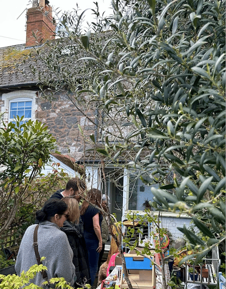 Visitors stop at a house on the Watchet Jumble Trail on Easter Monday. PHOTO: Kate Kennedy.