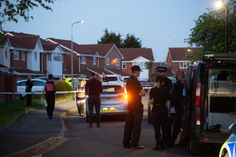 The scene in Merlin Park Road, Portishead where a man was reportedly shot by police, April 30 2025. A man was being treated in hospital last night after apparently suffering gunshot wounds after armed police surrounded his home on a quiet cul-de-sac. Police were called to the Â£350,000 detached home in Merlin Park Way, Portishead, north Somerset, at around 4.30pm yesterday amid reports that a man inside was armed with a shotgun. Residents reported seeing a police drone being flown overhead.
