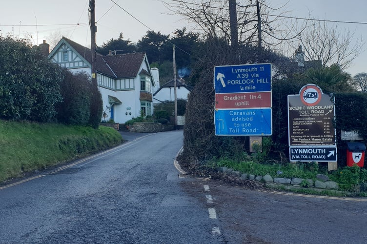 The bottom of Porlock Hill, the steepest A road in the country, where a cyclist died las summer.