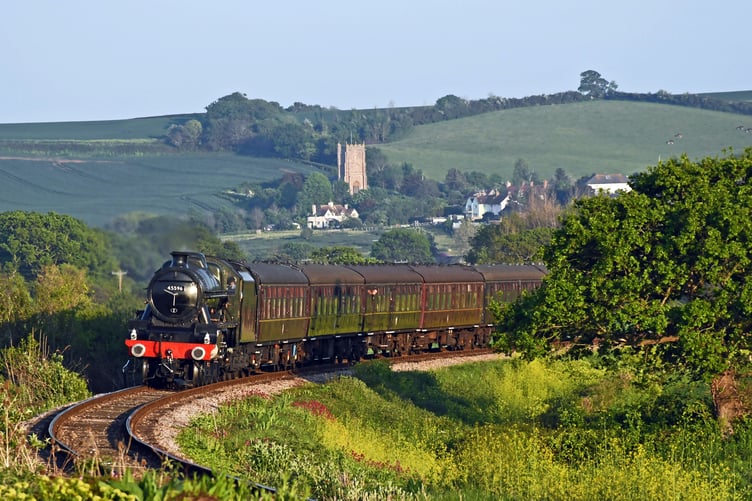 LMS 'Jubilee' Class 4-6-0 No.45596 'Bahamas' was one of several visiting locomotives for the West Somerset Railway's spring steam gala. PHOTO: Peter Mather.