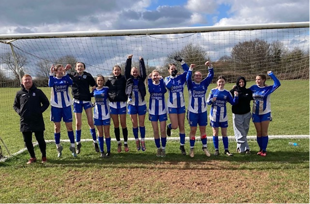 Minehead Under 16 girls' title-winning football team