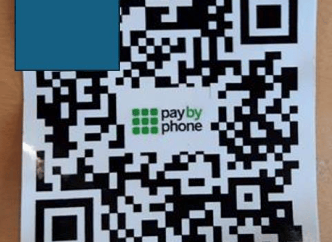 The fake QR code which has been used in Watchet car parks, partly covered to prevent it being used.