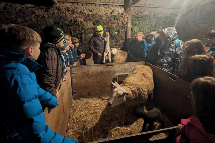 Children visit the Exmoor Farm School at lambing time in a FiPL-funded project. PHOTO: ENPA.