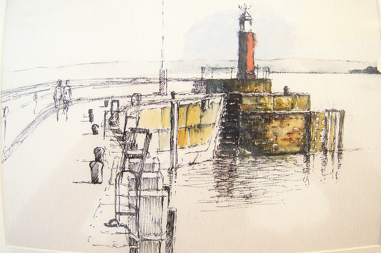 Watchet Lighthouse, by the late Nick Cotton.