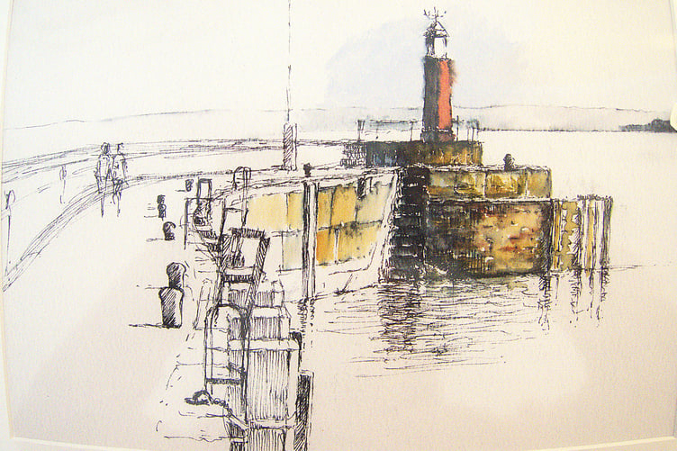 Watchet Lighthouse, by the late Nick Cotton.