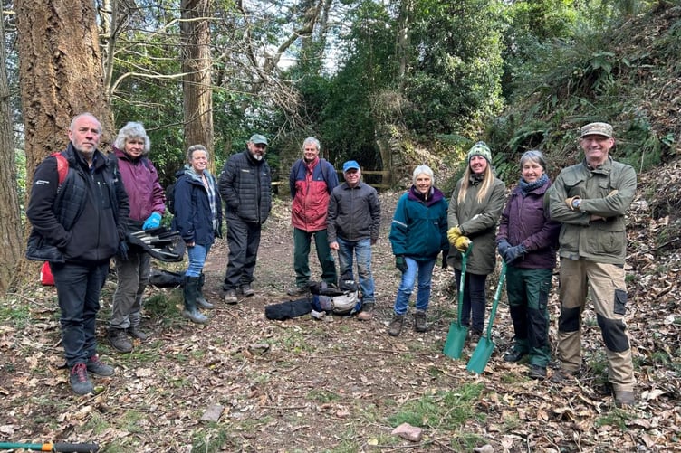 Ada in Porlock and Exmoor National Park volunteers who have been helping to clear woodland where Ada Lovelace once lived. PHOTO: ENPA.