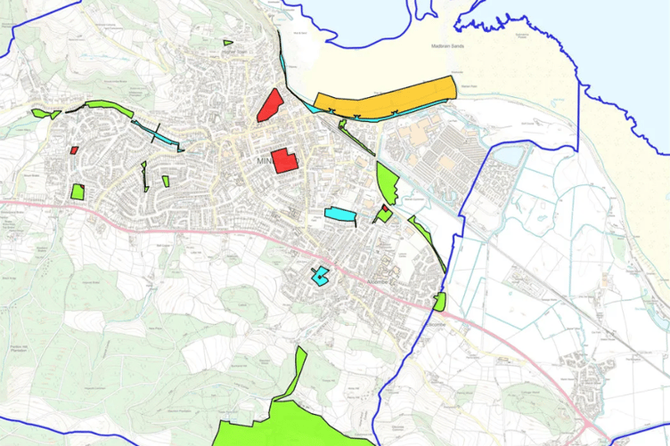 A map illustration which Minehead Town Council is using as a guide for dog owners.