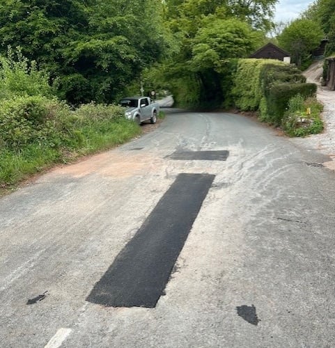 Repairs were carried out to the B3190 in Upton after a sink hole was spotted in the carriageway. PHOTO: Travel Somerset.