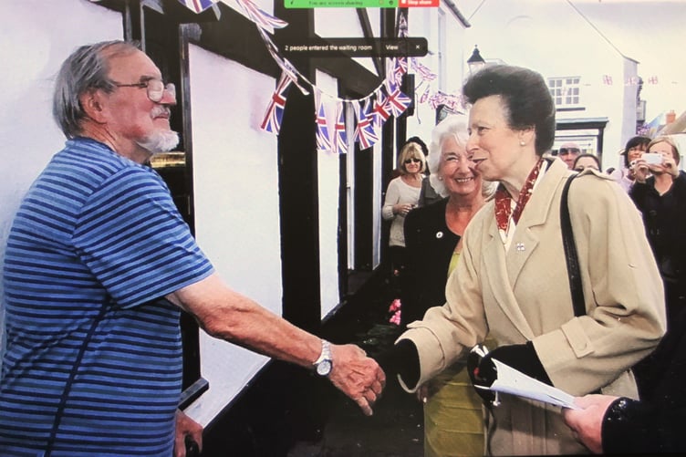 Dr Eric Robinson meets Princess Anne on her visit to Watchet