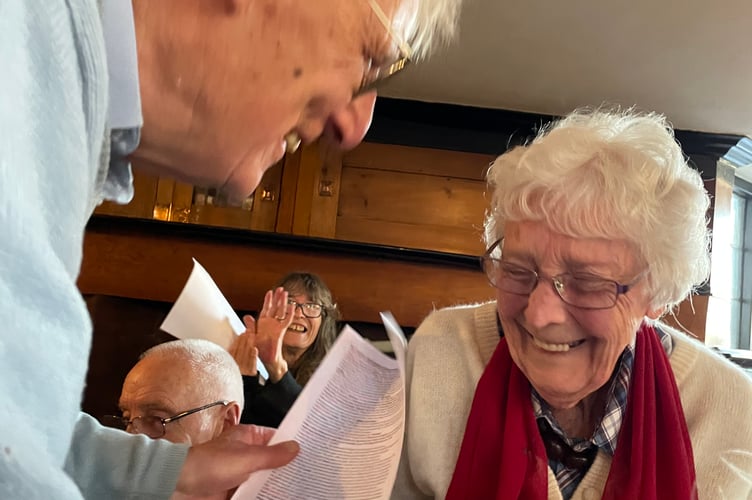 Beryl Priddle and Dave 'The Pipe' Polehill give a performance of 'Daisy Daisy Give Me Your Answer Do'.